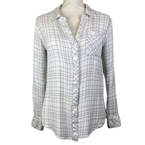 Rails Rayon Button Front Shirt White with Black Plaid Lightweight Size XS - Picture 1 of 11